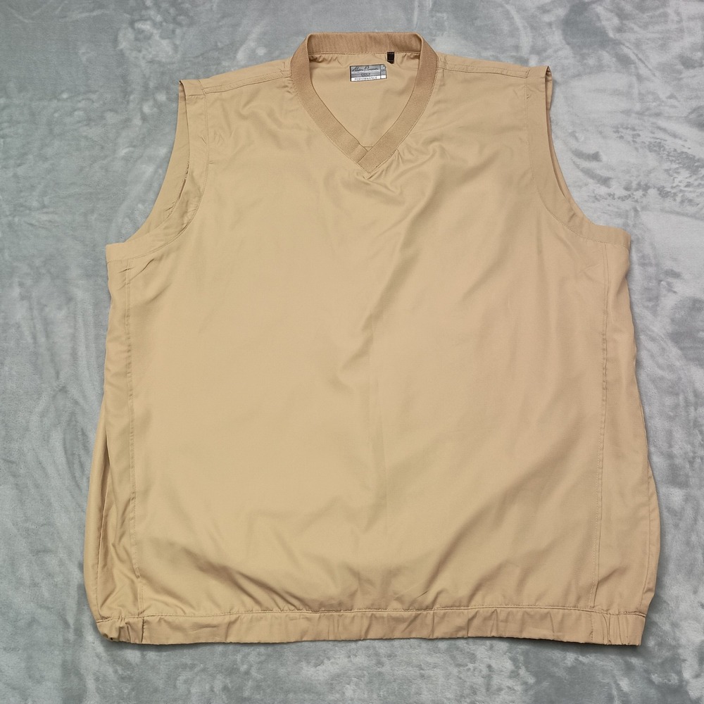 Alan Flusser Vest Mens XXL Tan Golf Performance Pullover V-Neck Windbreaker